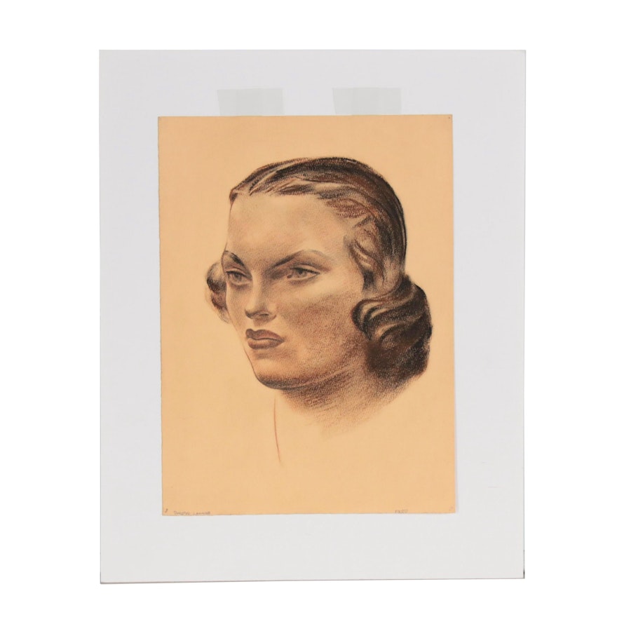 Robert Whitmore Portrait Pastel Drawing "Dorothy Lamming"