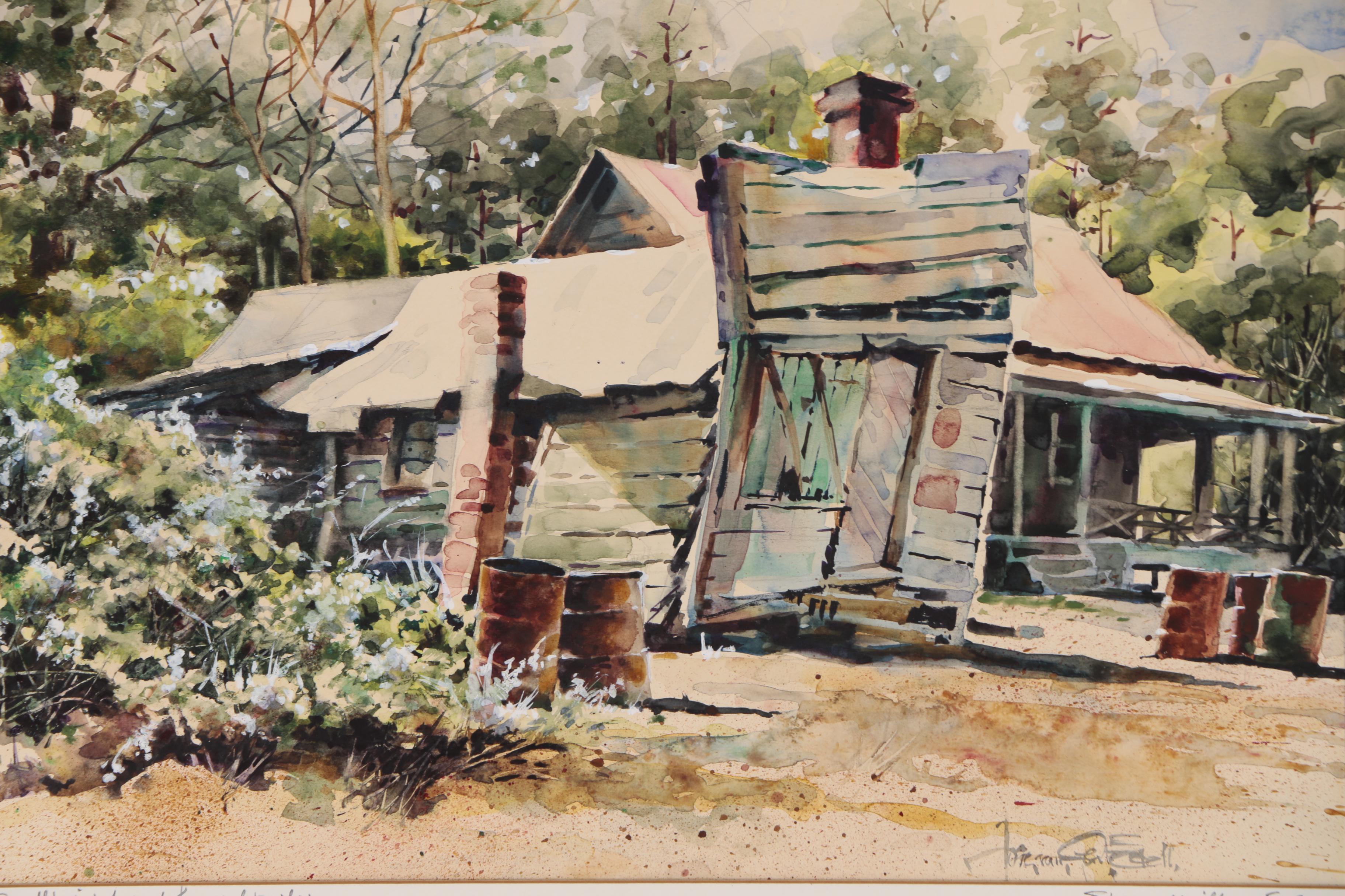 Josie van Gent Edell Watercolor Painting "John Small's Joint and Funeral Parlor"