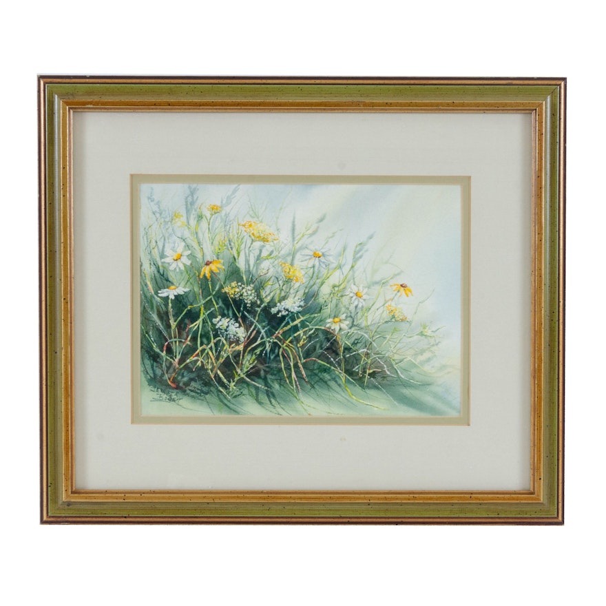 Jennifer Boget Watercolor Painting of Wild Daisies