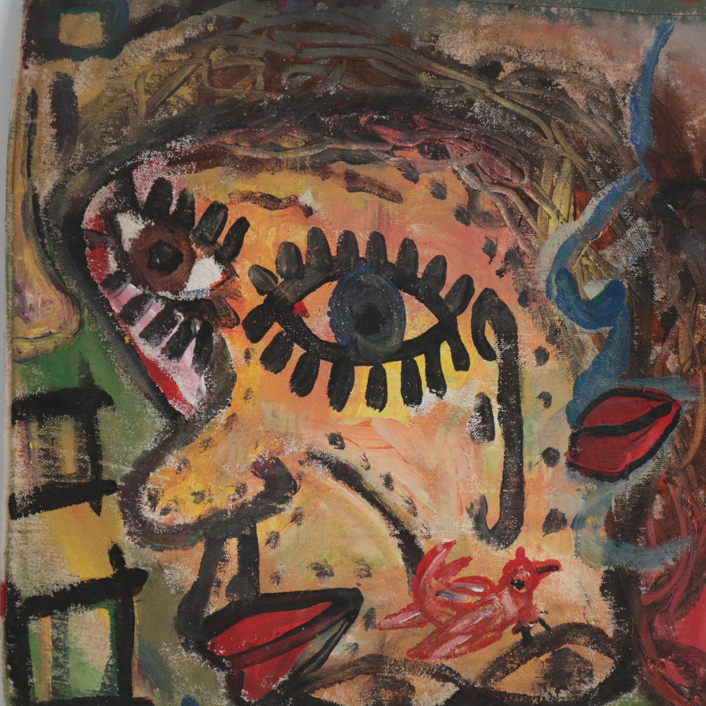 Robert Wright Abstract Acrylic Painting on Canvas Bag