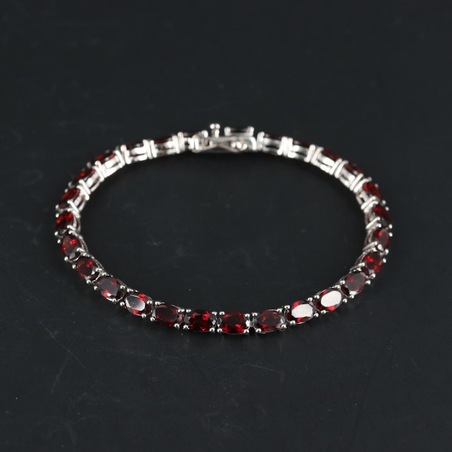 Sterling Silver Garnet Bracelet