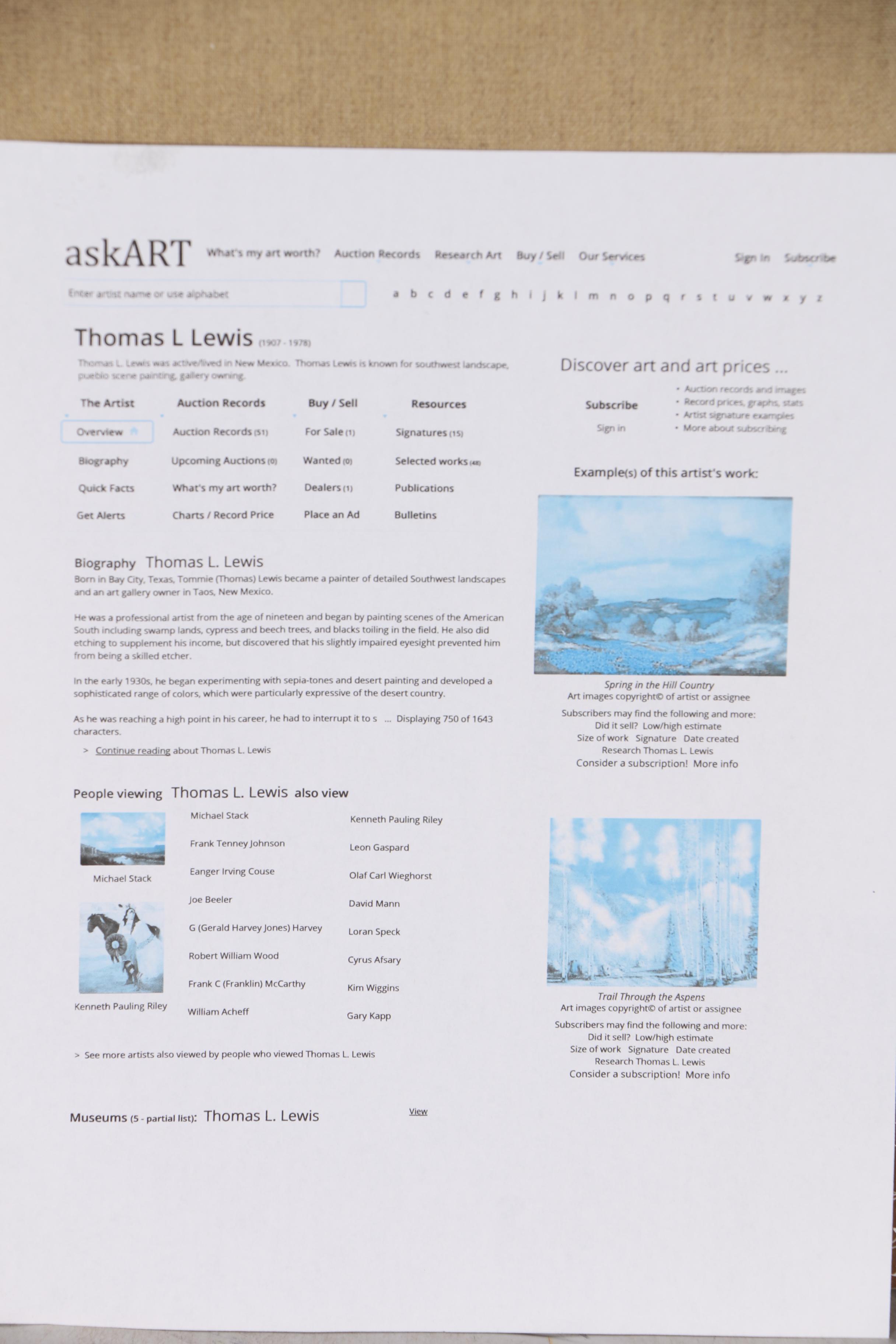 Thomas L. Lewis Southwestern Landscape Oil Painting