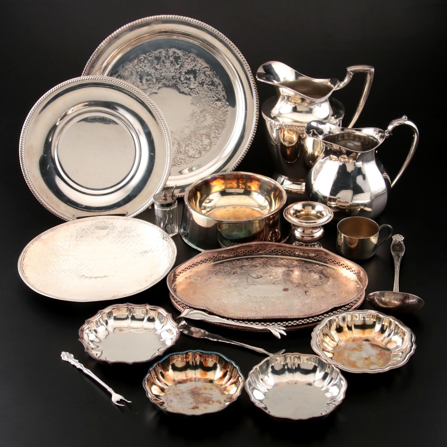 Silver Plate Serveware and Trays by Holmes & Edwards, Oneida, and Others