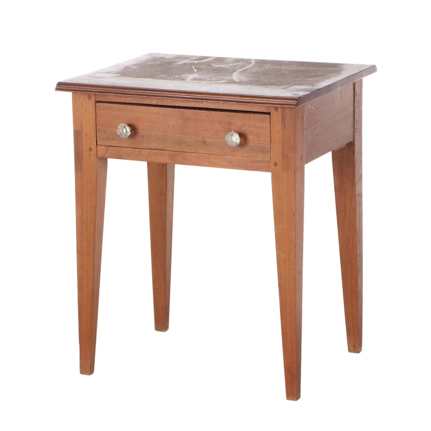 American Walnut One-Drawer Side Table, 20th Century