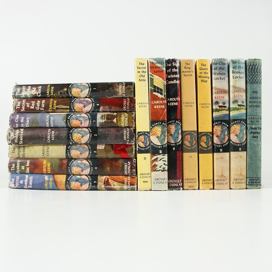 Vintage "Nancy Drew Mystery Story" Books by Carolyn Keene, 15 Volumes