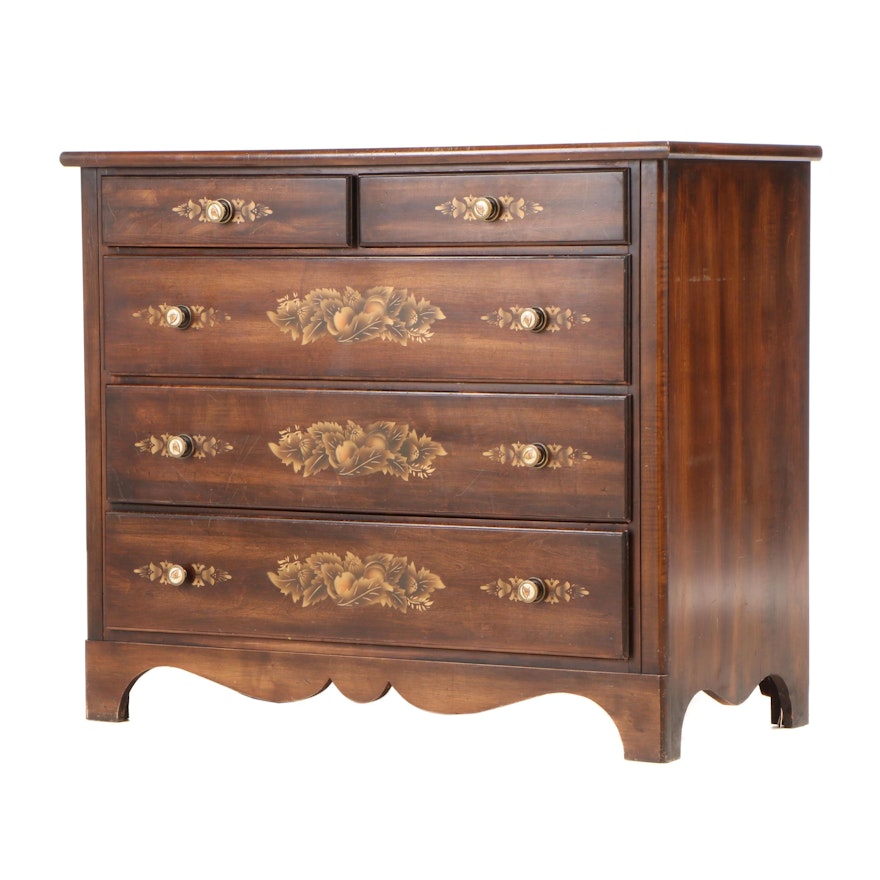 L. Hitchcock, Federal Style Gilt-Stenciled and Dark-Stained Maple Chest