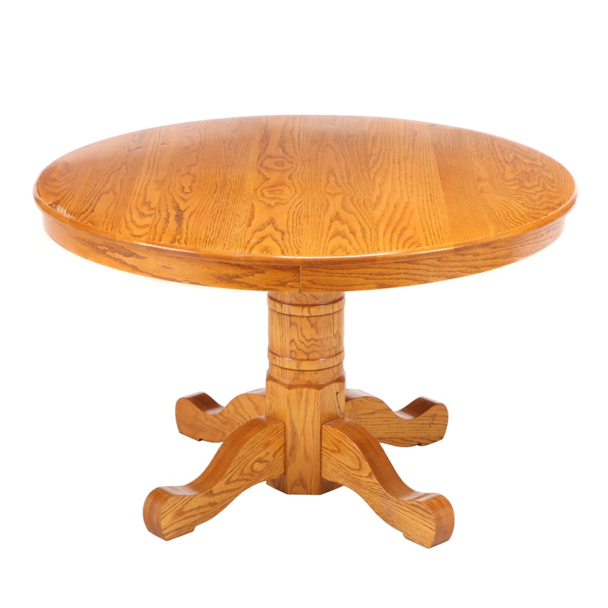 Drexel "Piedmont" Oak Pedestal Dining Table, Late 20th Century