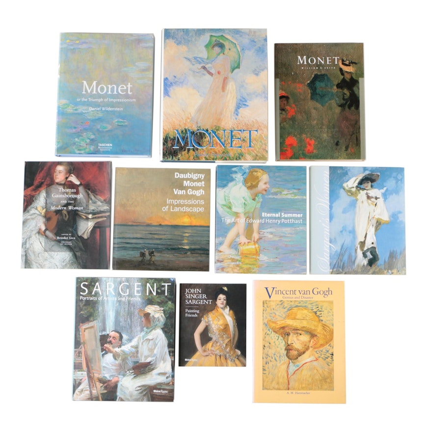 Art Books Including Claude Monet, John Singer Sargent, and Vincent van Gogh