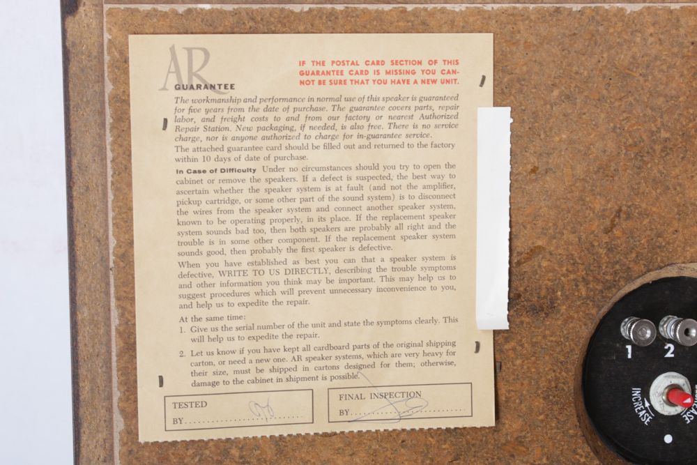 Acoustic Research AR-6 Stereo Speakers, Mid-20th Century