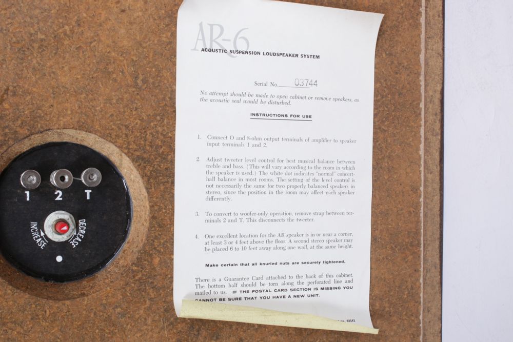 Acoustic Research AR-6 Stereo Speakers, Mid-20th Century