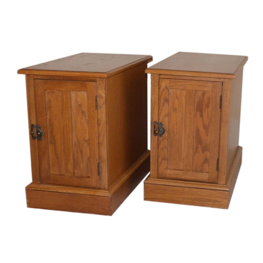 Pair of Oak Side Cabinets, Contemporary