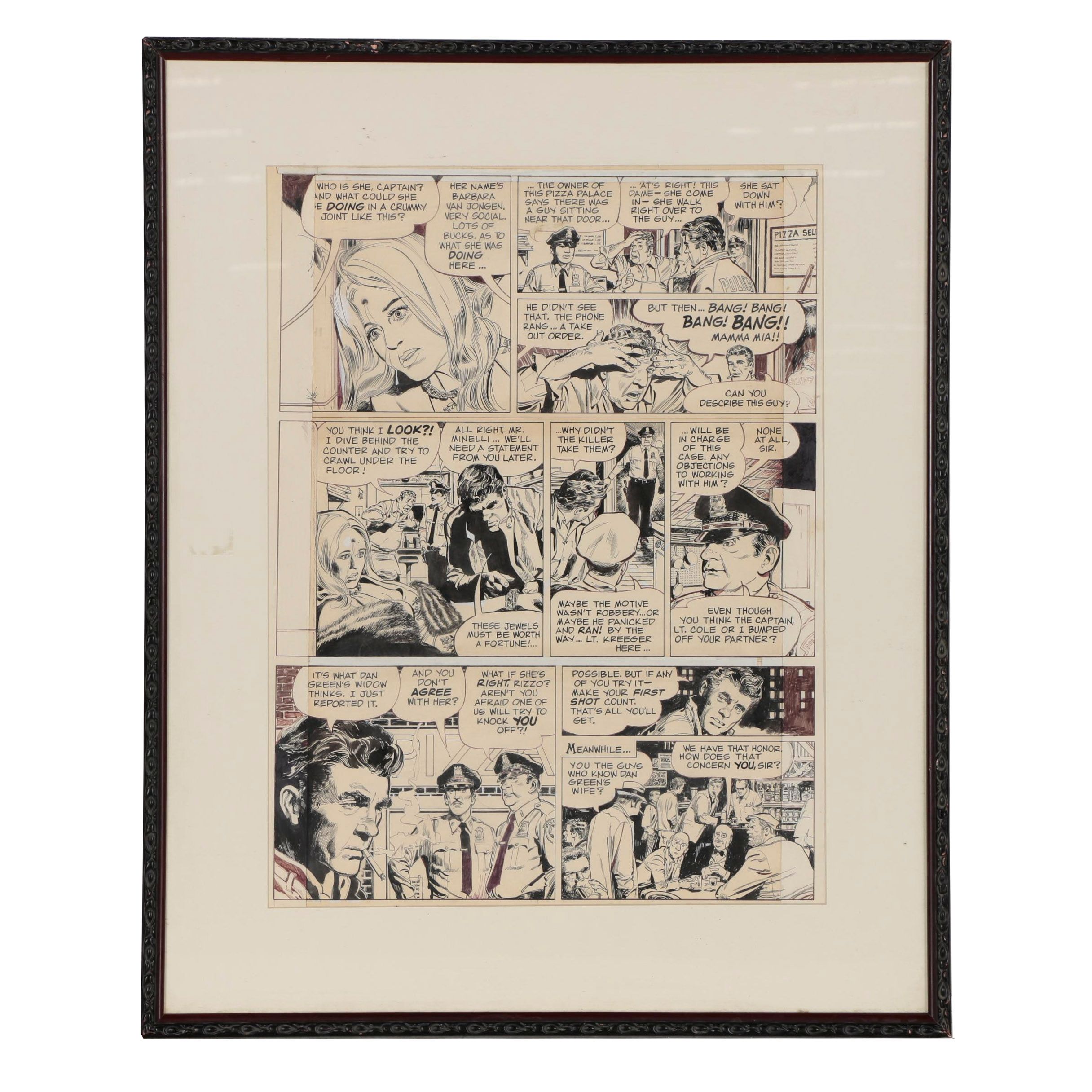 Stan Drake Comic Art Ink Draft for "Kelly Green: No. 1"