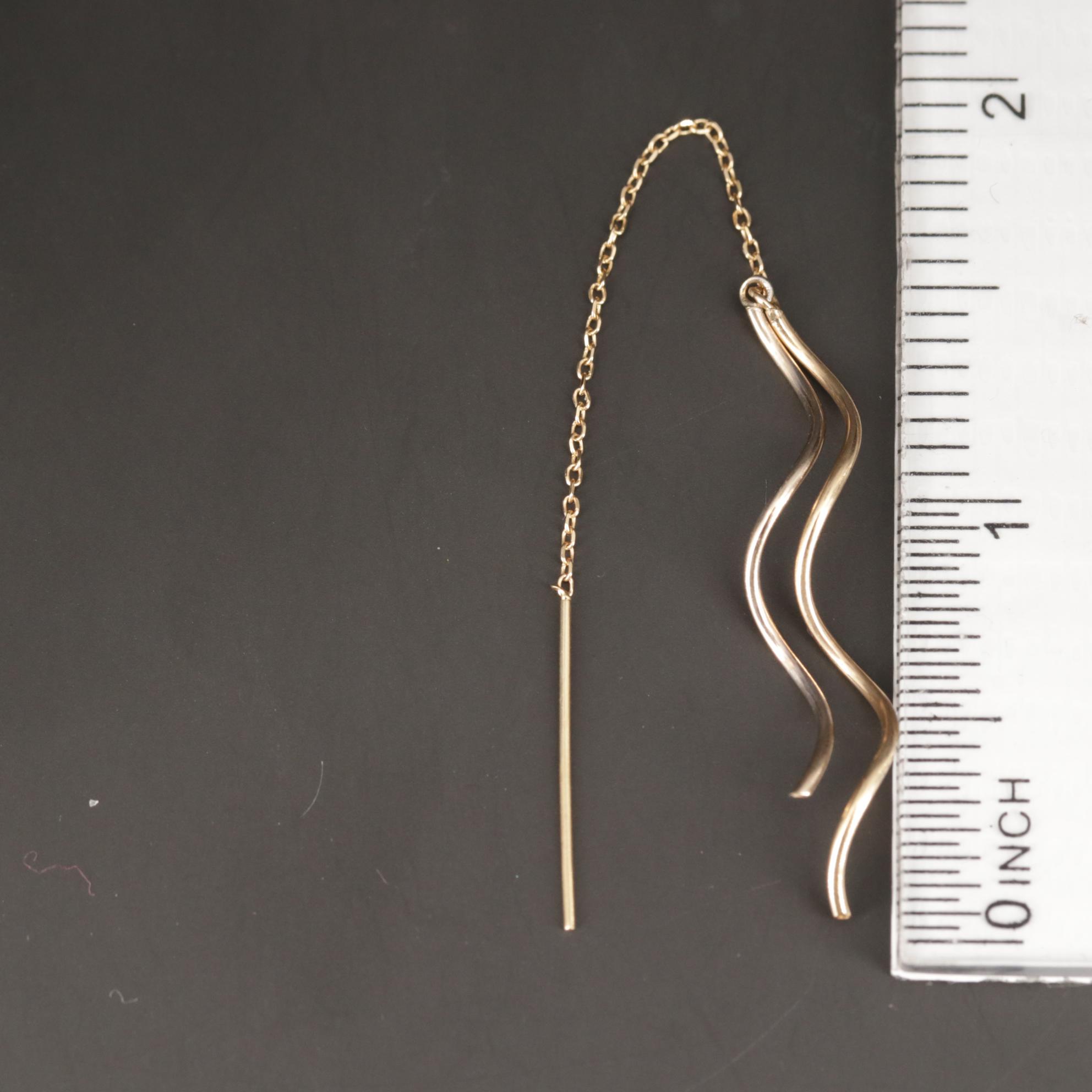 14K Yellow and White Gold Spiral Threader Earrings