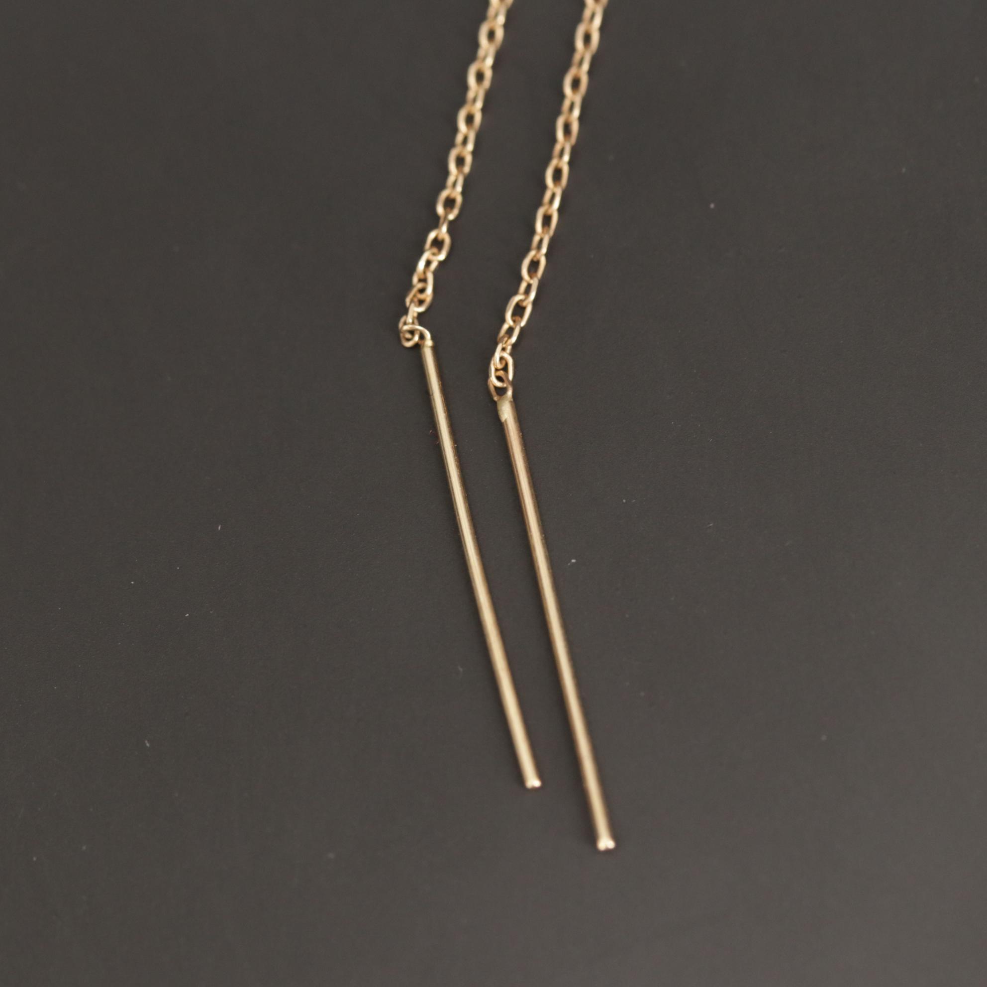 14K Yellow and White Gold Spiral Threader Earrings