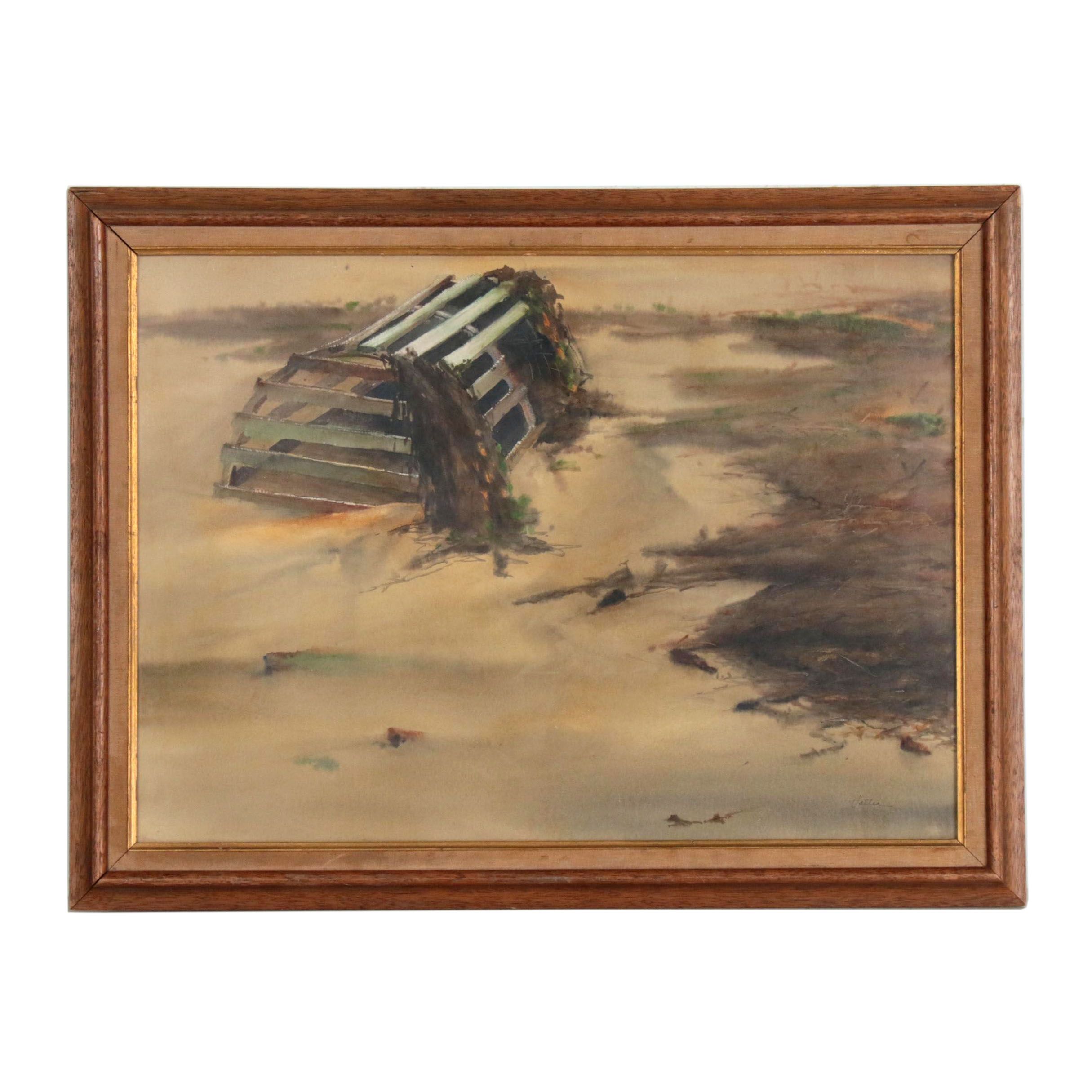 Jack Vallee Watercolor Painting "Wet Sand", 1963