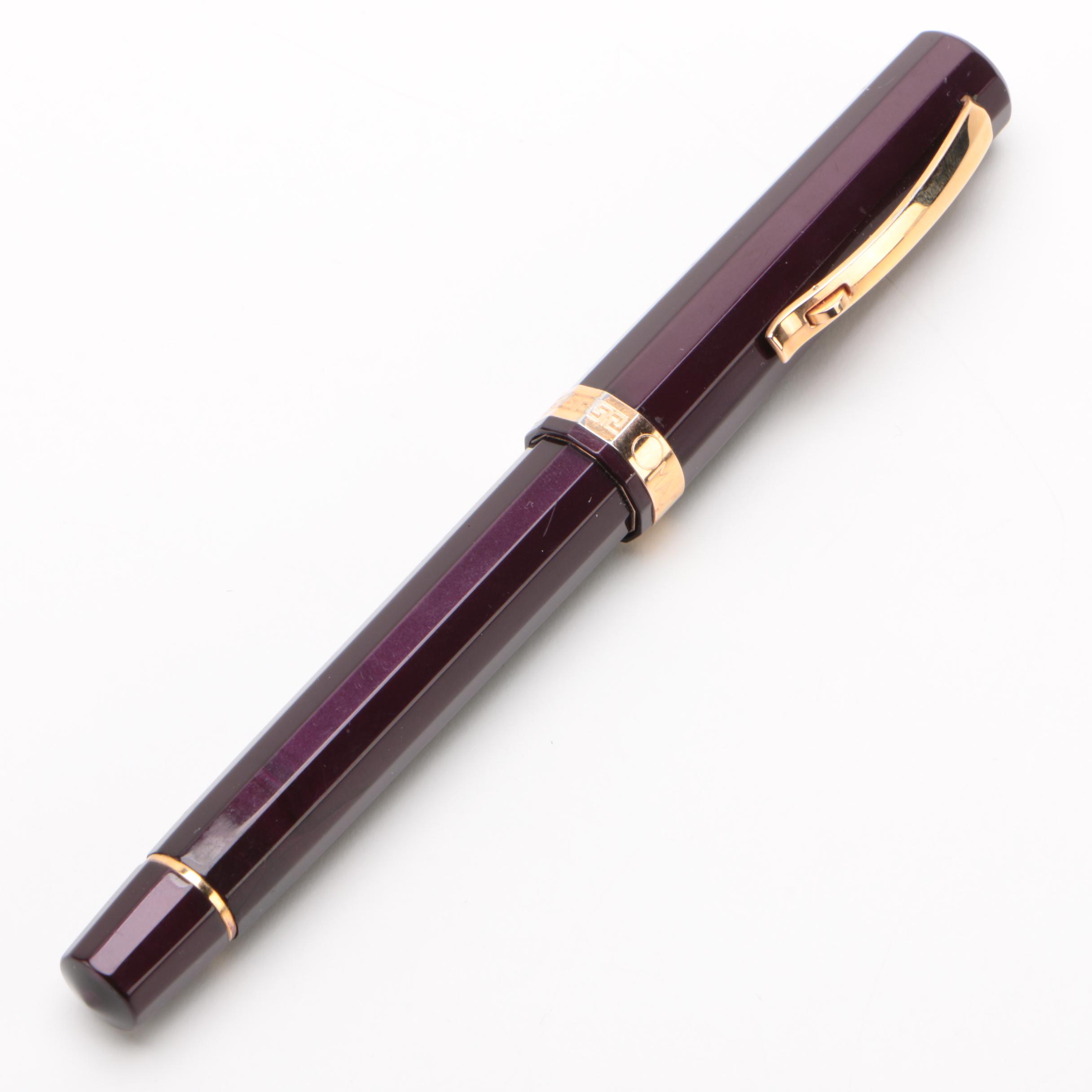 Omas "Milord" Fountain Pen in Maroon with 18K Nib and Gold-Plated Accents, Italy