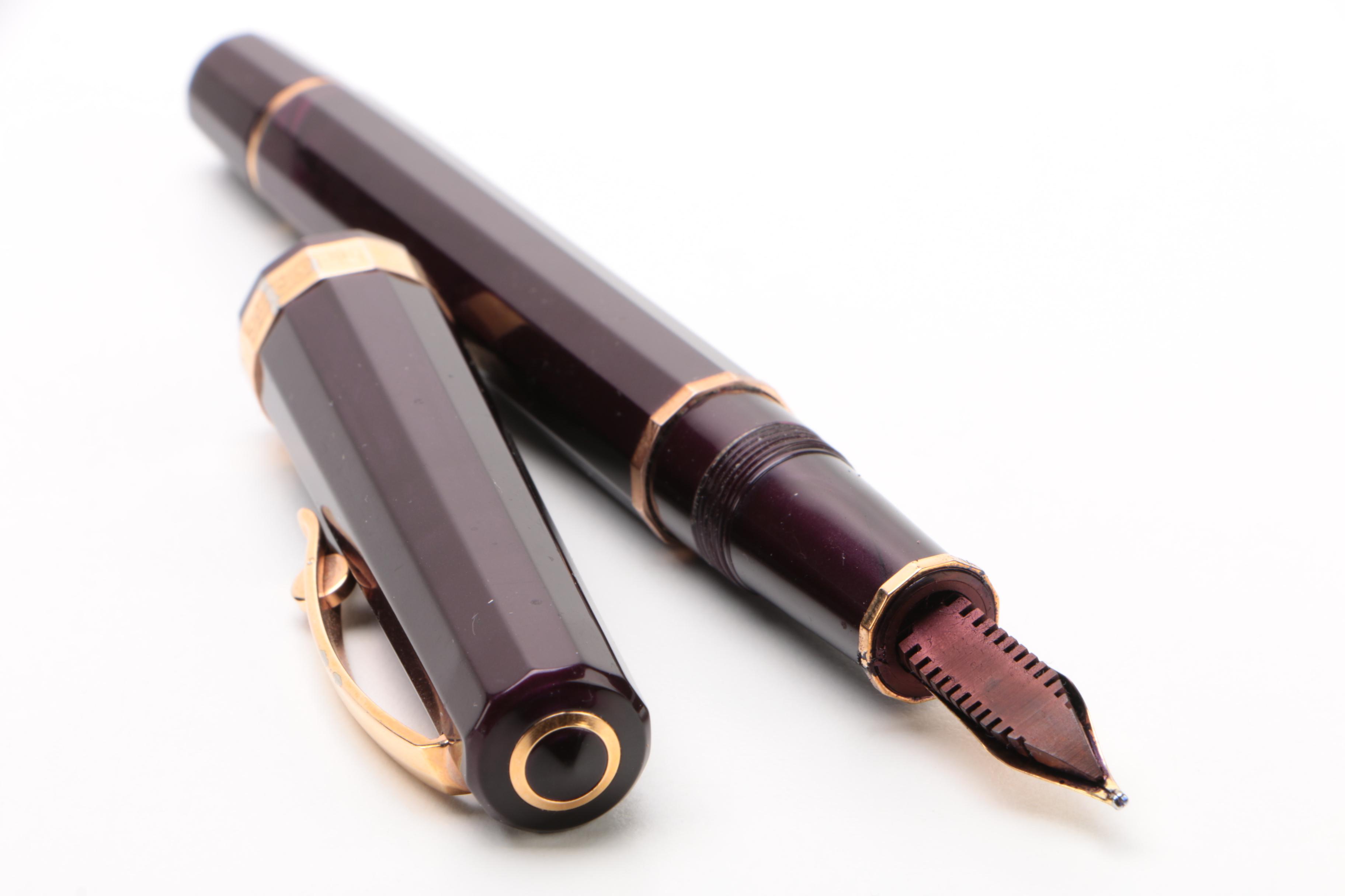 Omas "Milord" Fountain Pen in Maroon with 18K Nib and Gold-Plated Accents, Italy