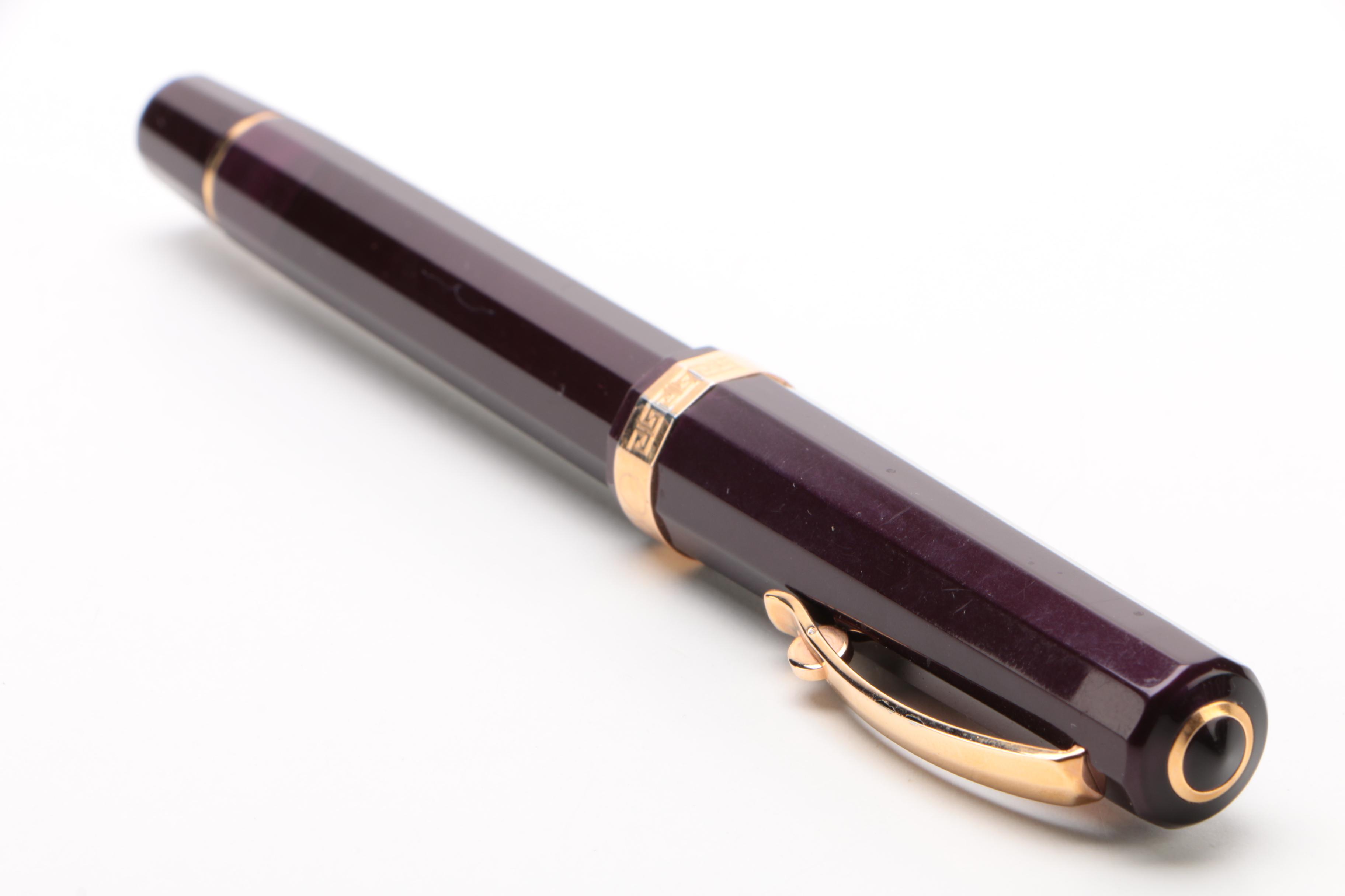 Omas "Milord" Fountain Pen in Maroon with 18K Nib and Gold-Plated Accents, Italy