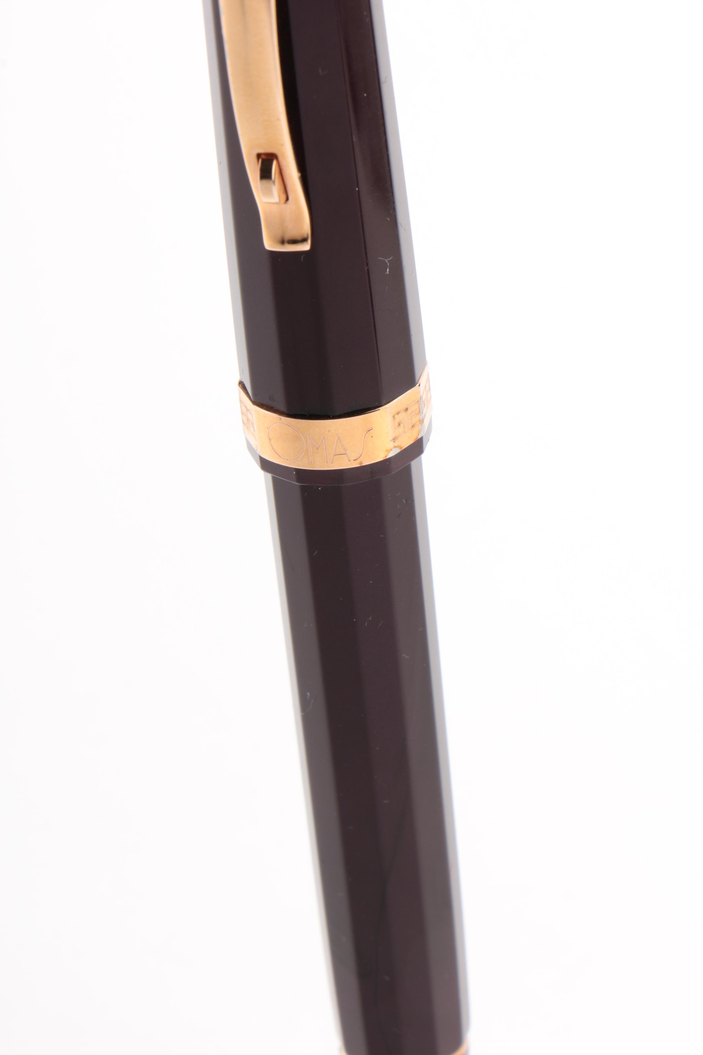 Omas "Milord" Fountain Pen in Maroon with 18K Nib and Gold-Plated Accents, Italy