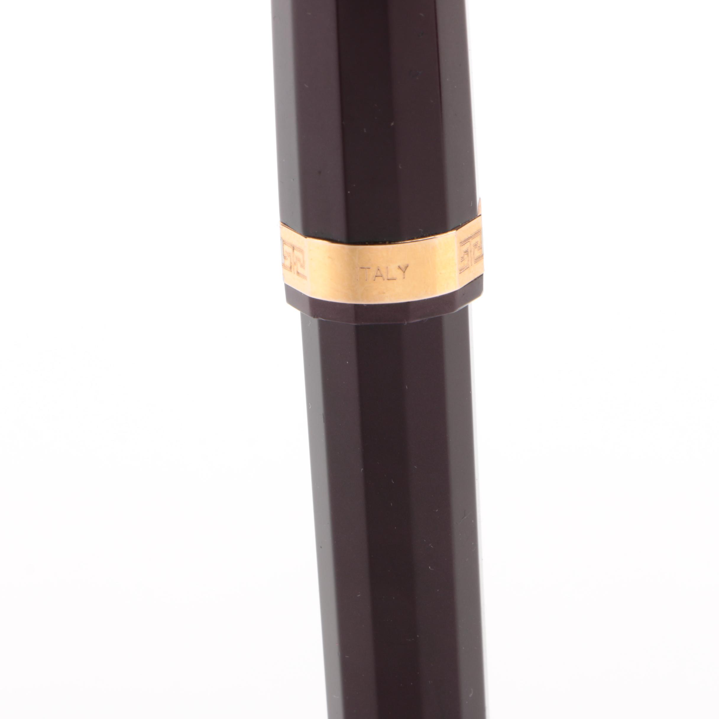 Omas "Milord" Fountain Pen in Maroon with 18K Nib and Gold-Plated Accents, Italy