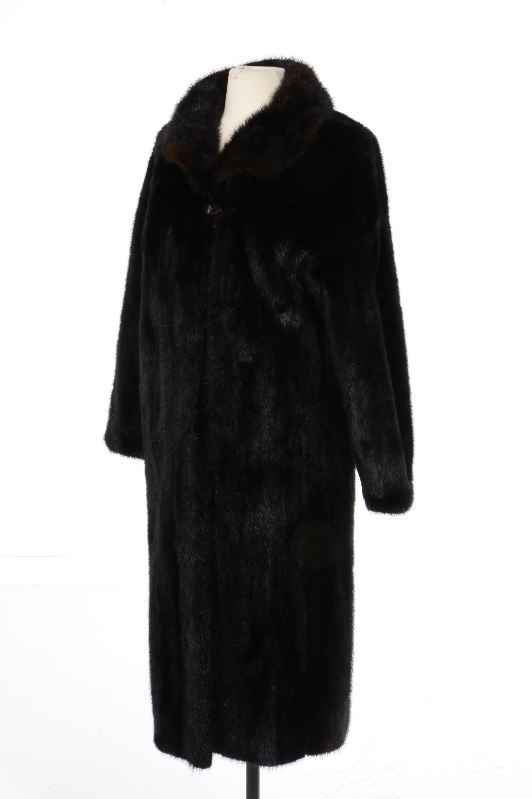Dark Mahogany Mink Fur Coat from Giguère Fourrures of Montreal, Vintage