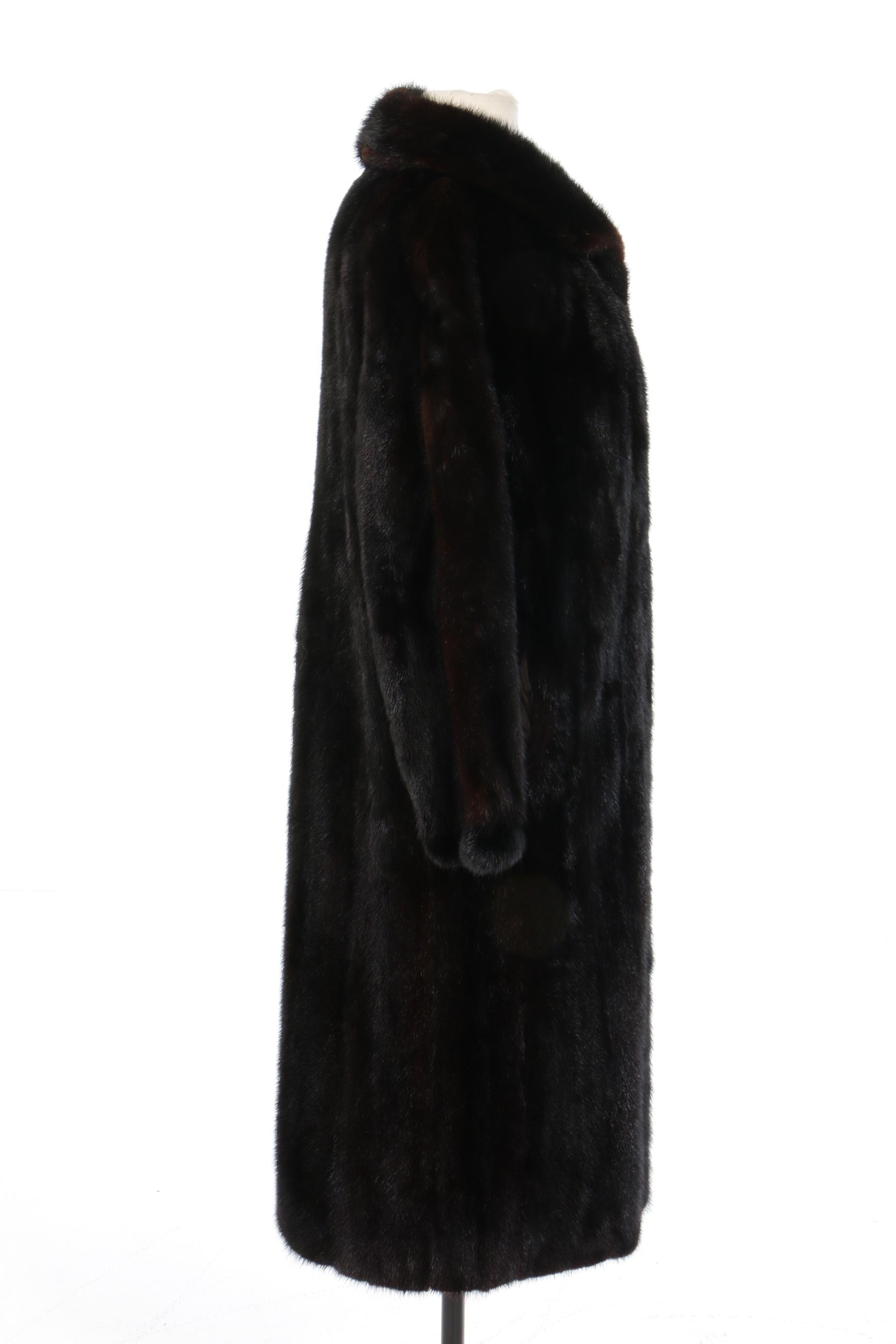 Dark Mahogany Mink Fur Coat from Giguère Fourrures of Montreal, Vintage