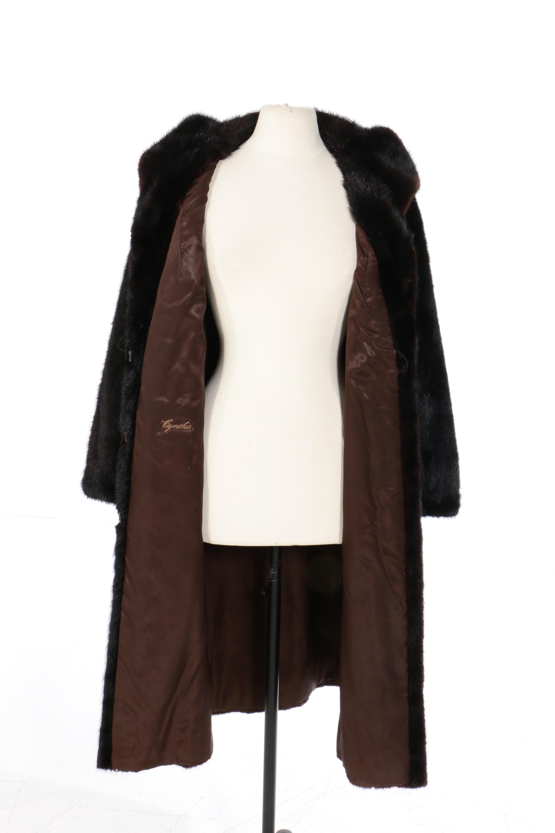 Dark Mahogany Mink Fur Coat from Giguère Fourrures of Montreal, Vintage