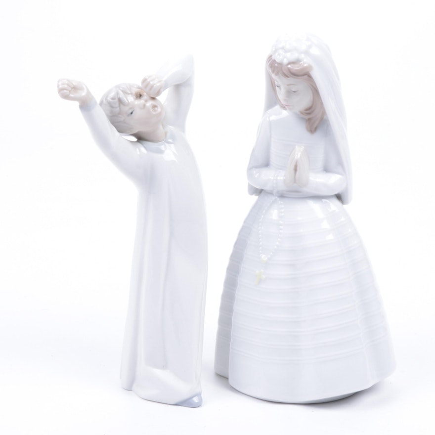 Nao by Lladró "First Communion" and Lladró "Sleepy Boy" Porcelain Figurines