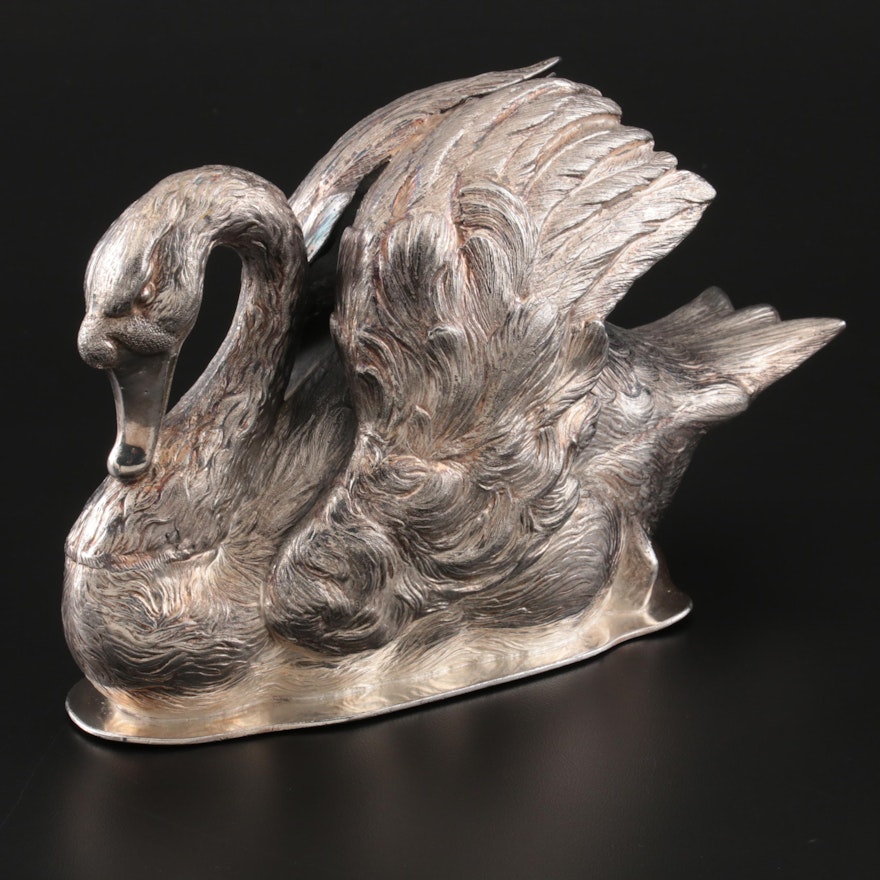 Joseph Round & Son Silver Plate Swan Centerpiece, Late 19th Century