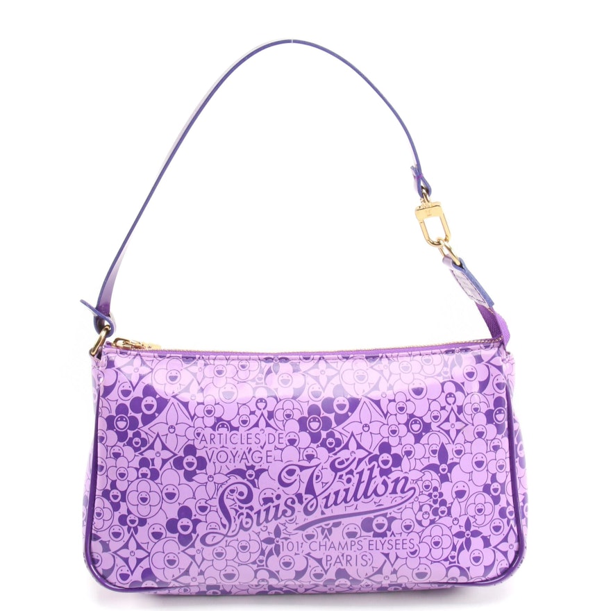 Louis Vuitton Limited Edition Cosmic Blossom Pochette in Violet Shiny Leather