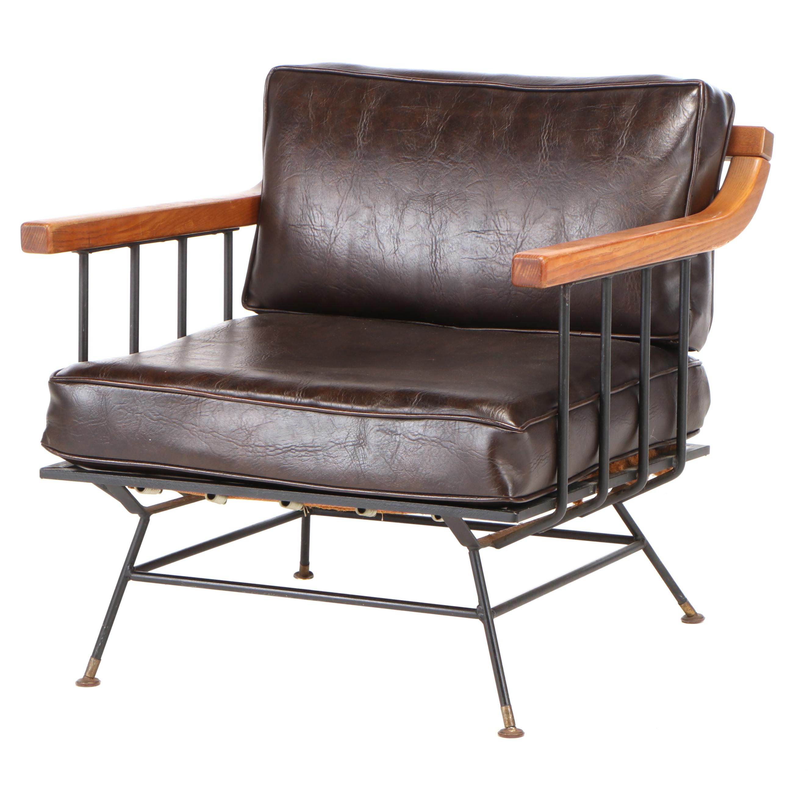 Mid Century Modern Walnut upholstered Arm Chair, Mid-20th Century
