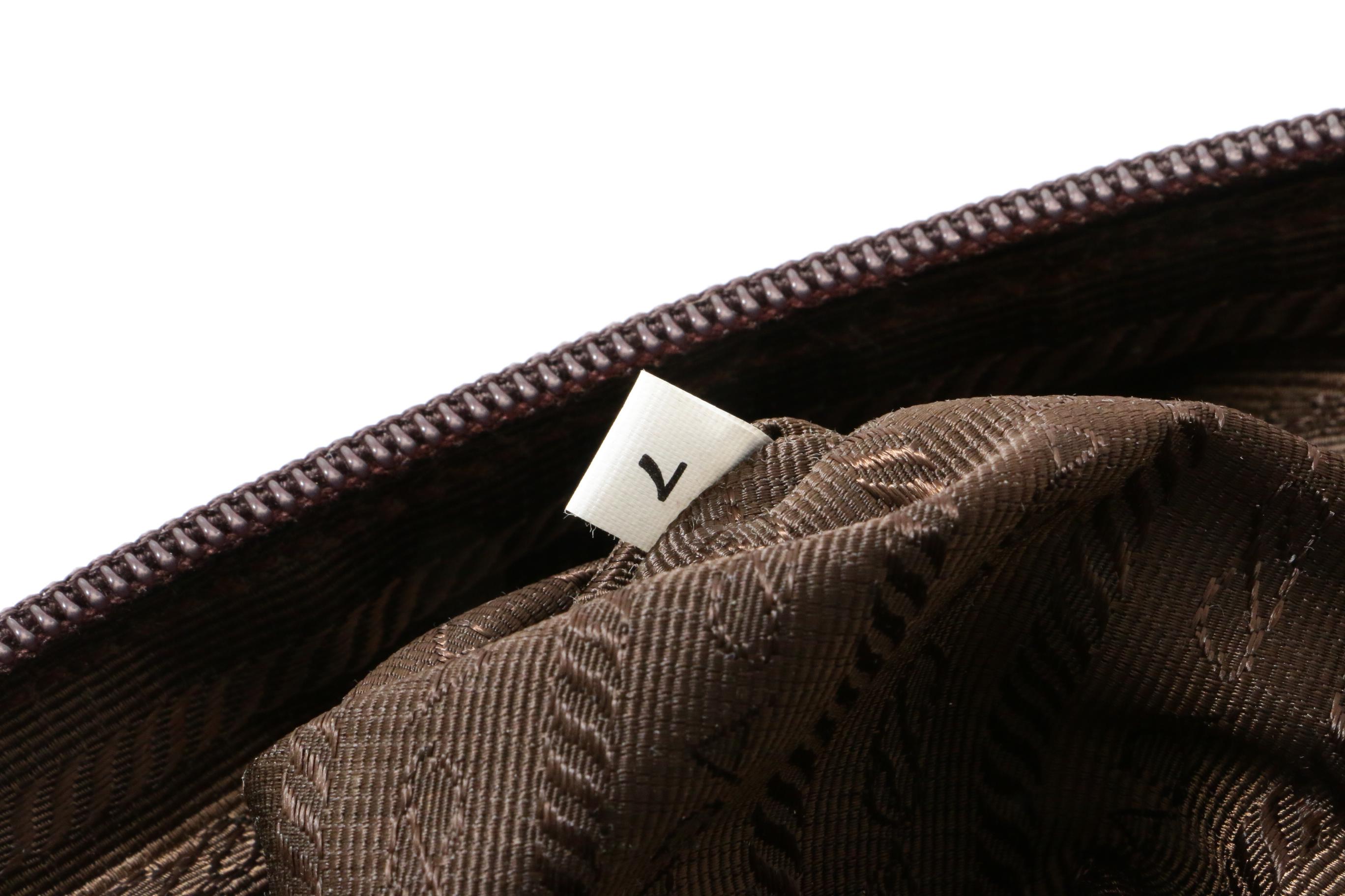 Prada Ebano Tessuto Acciaio Nylon Chain Strap Shoulder Bag