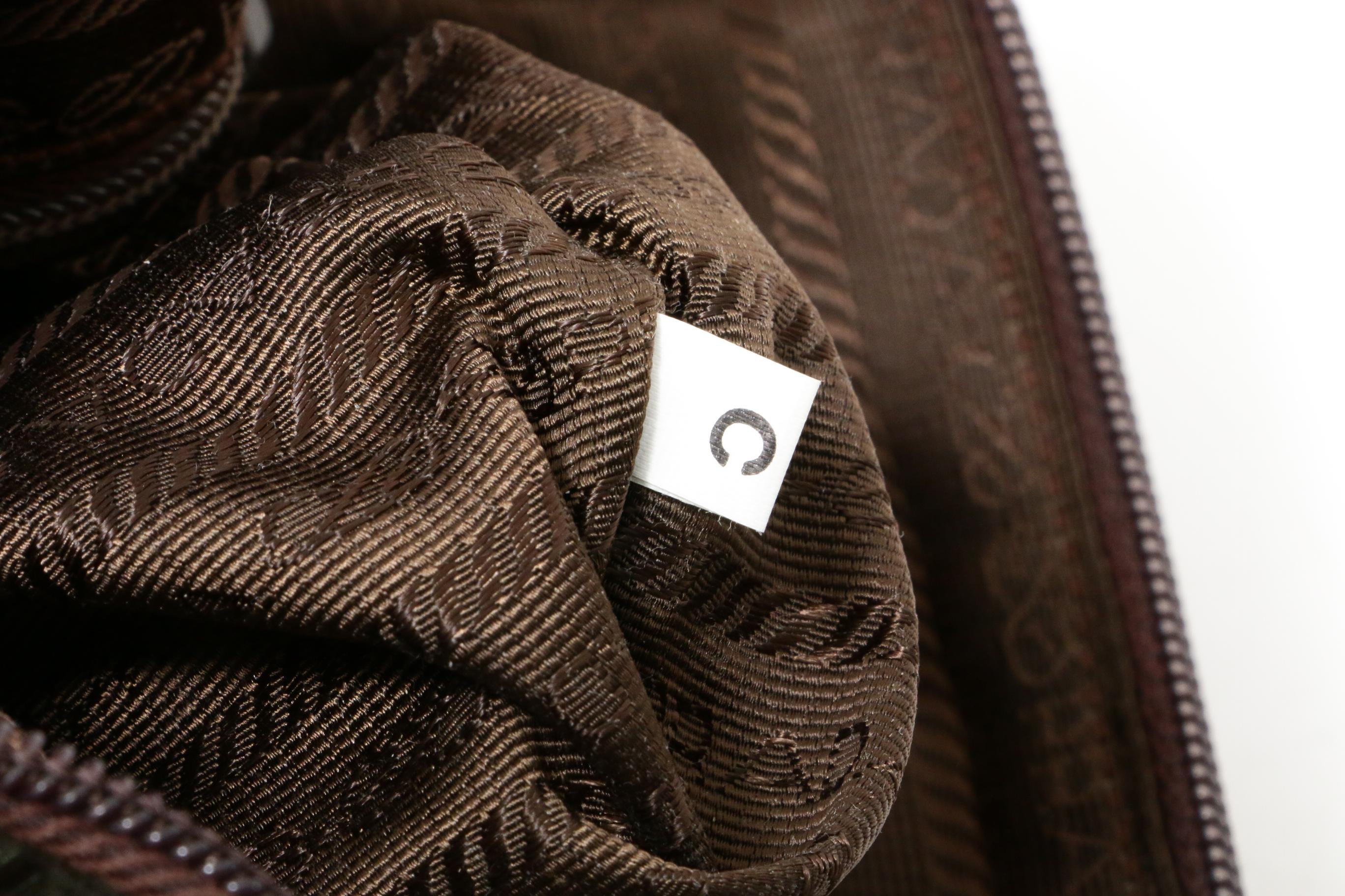 Prada Ebano Tessuto Acciaio Nylon Chain Strap Shoulder Bag