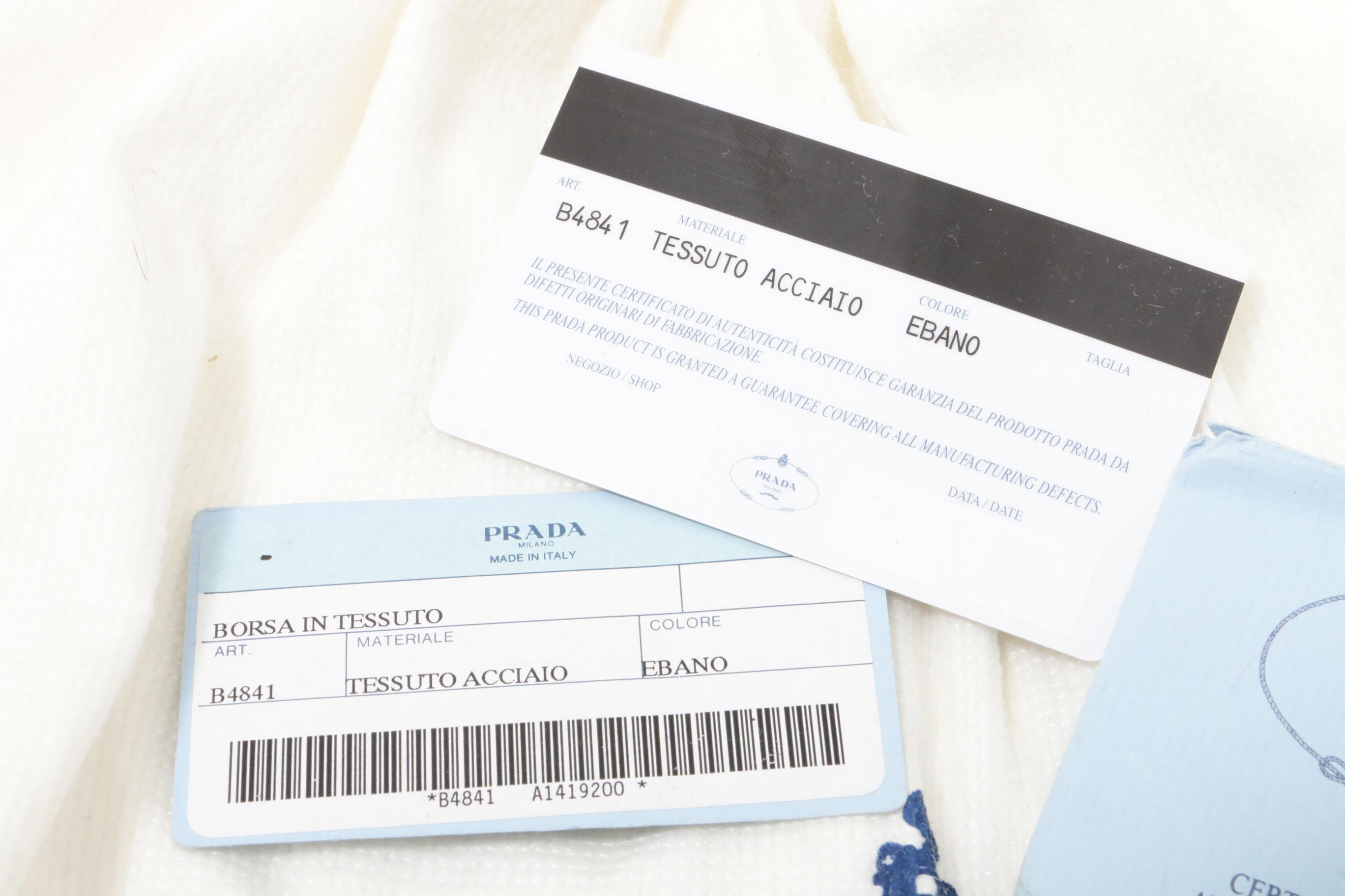 Prada Ebano Tessuto Acciaio Nylon Chain Strap Shoulder Bag