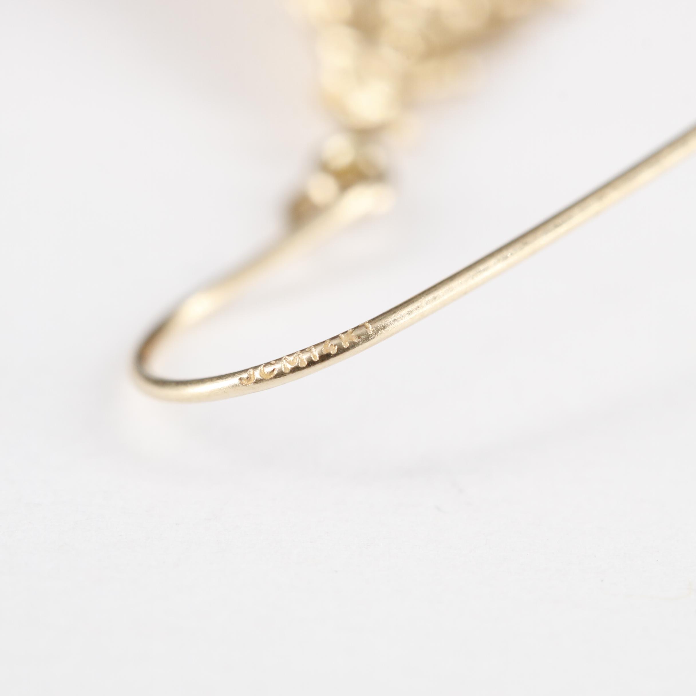 14K Yellow Gold Christmas Tree Earrings