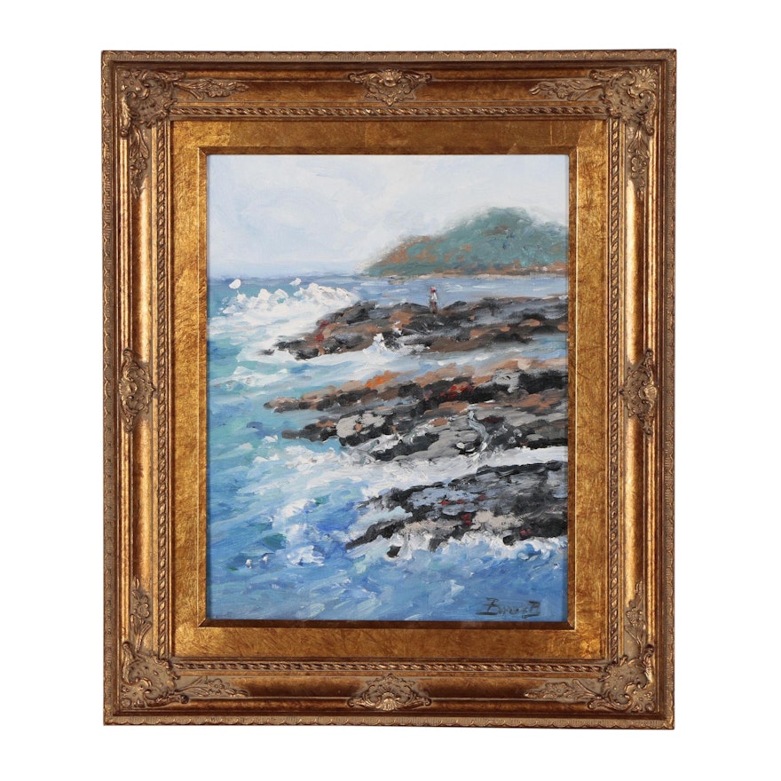 Barbara D. Bonar Oil Painting "Blue Mountain Beach"