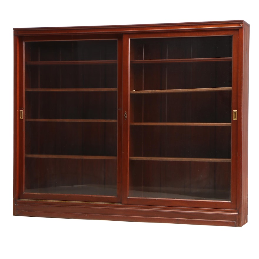 Mahogany Sliding Double-Door Bookcase, Early 20th Century