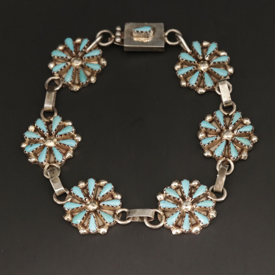 Southwestern Style Sterling Silver Turquoise Bracelet