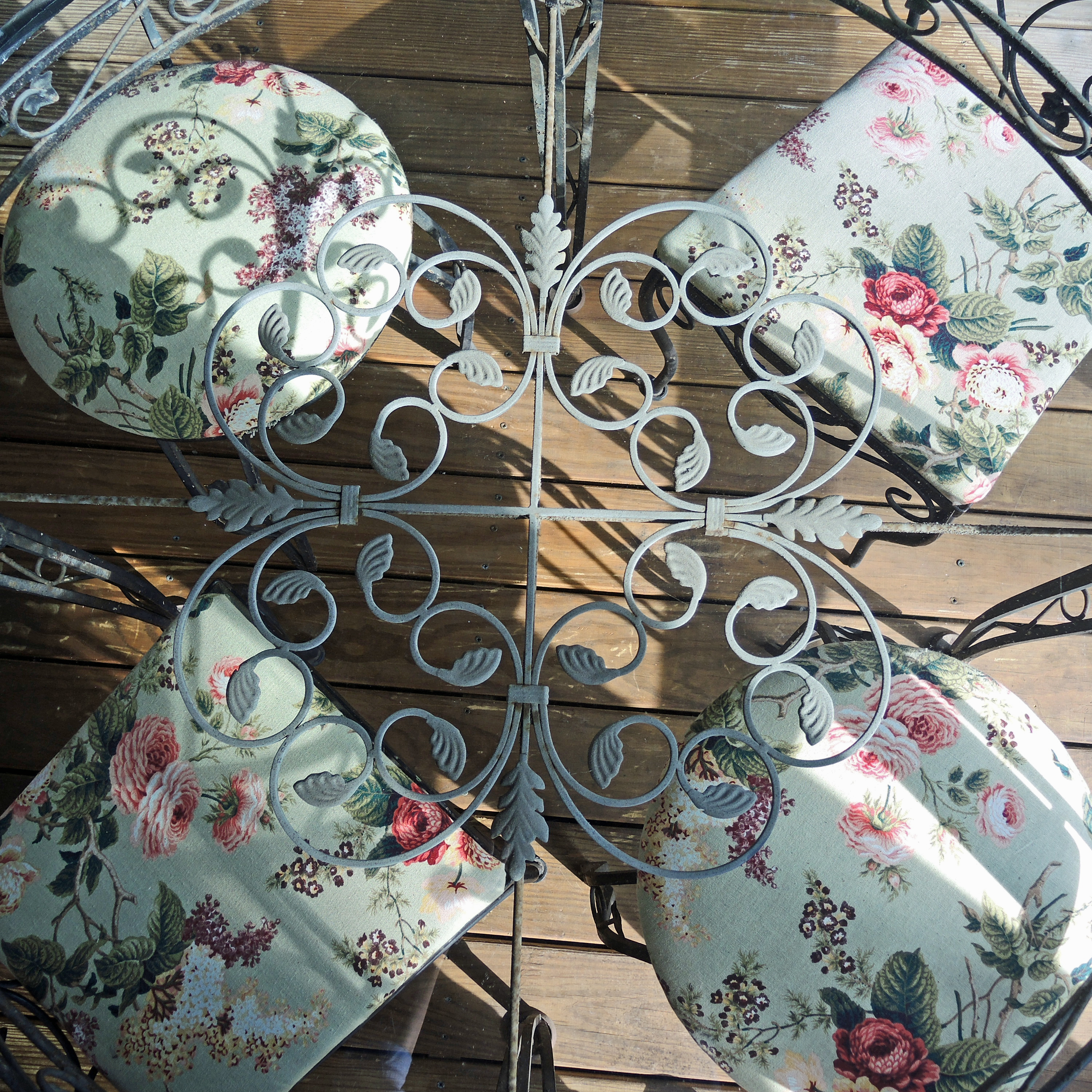 Wrought Iron Glass Top Dining Table Set