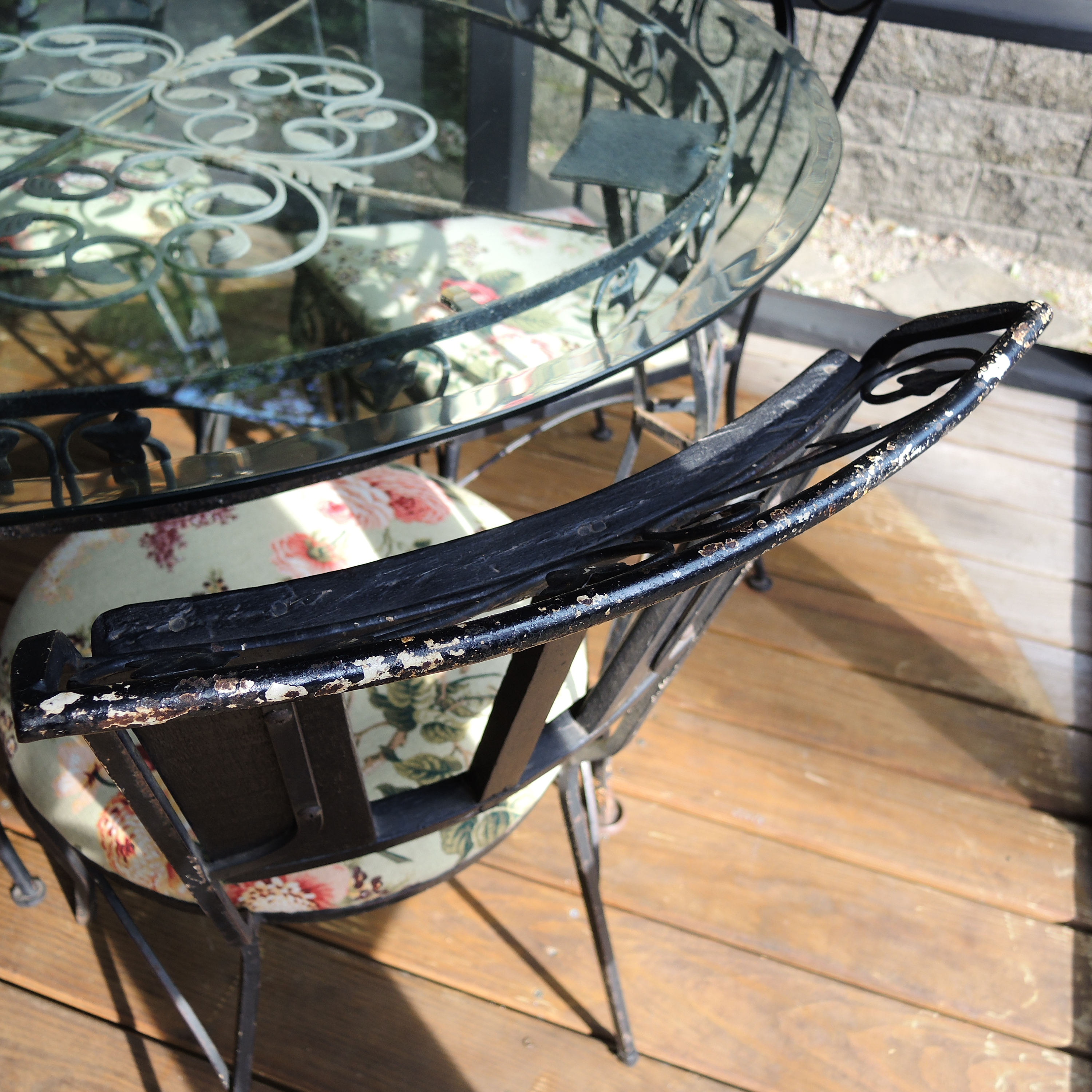 Wrought Iron Glass Top Dining Table Set