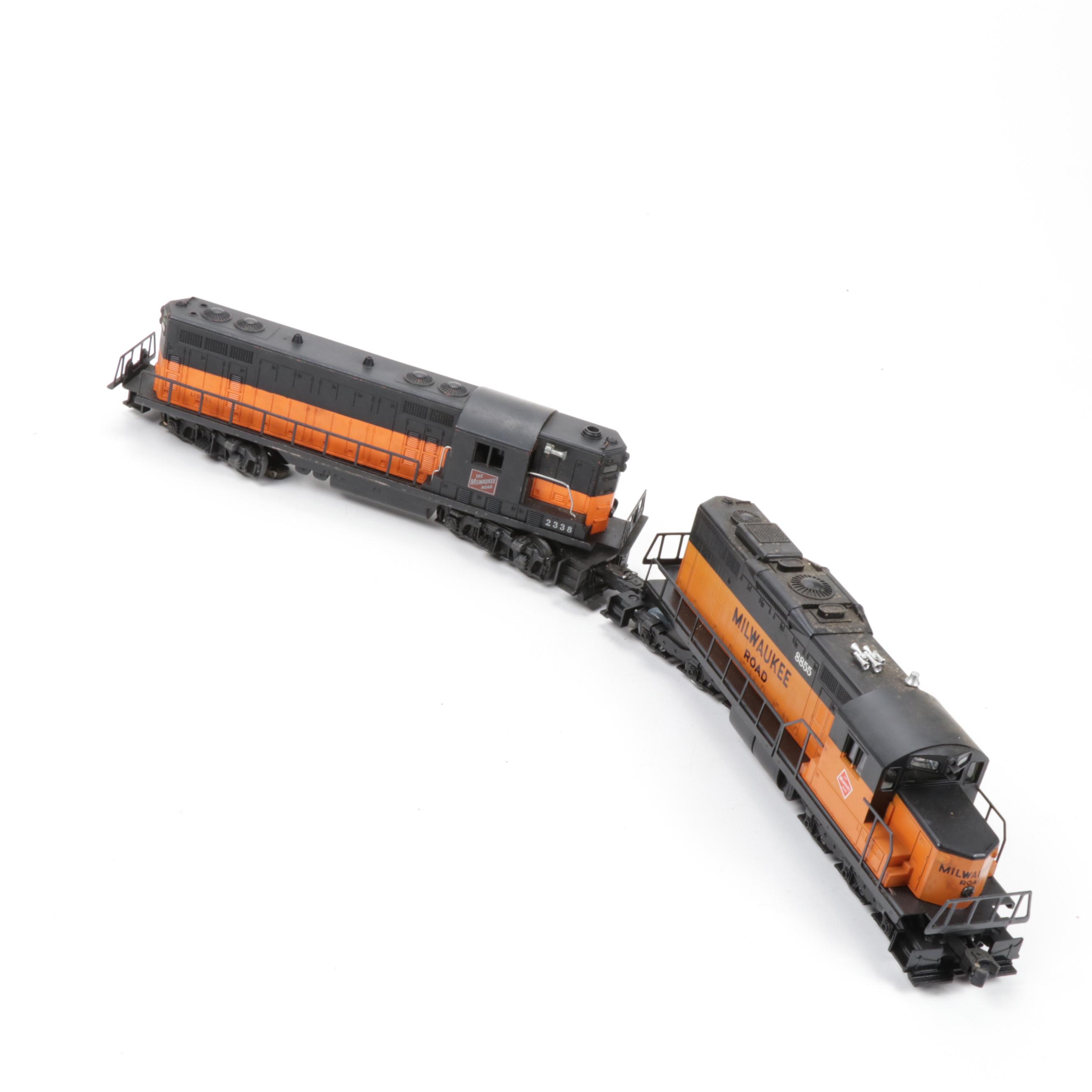 Lionel O-Scale Milwaukee Road 2338 and 8855 Diesel Locomotives, Vintage