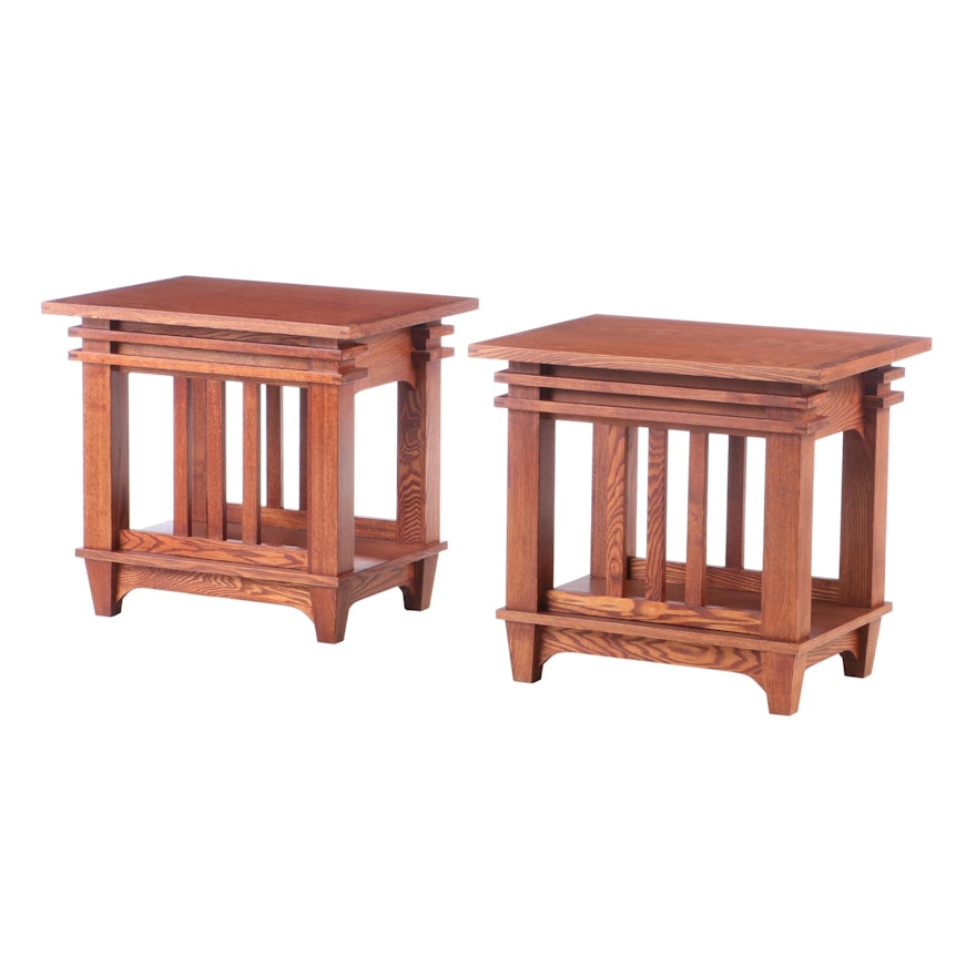 Mission Style Oak End Tables, Late 20th Century