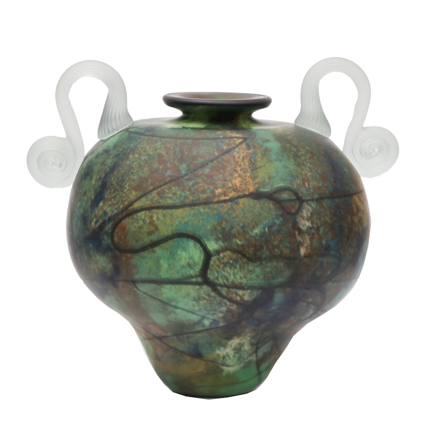Cased Satin Art Glass Vase, Contemporary