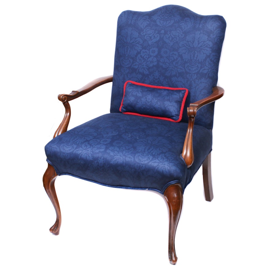 Louis XV Style Fruitwood-Stained Fauteuil, Mid to Late 20th Century