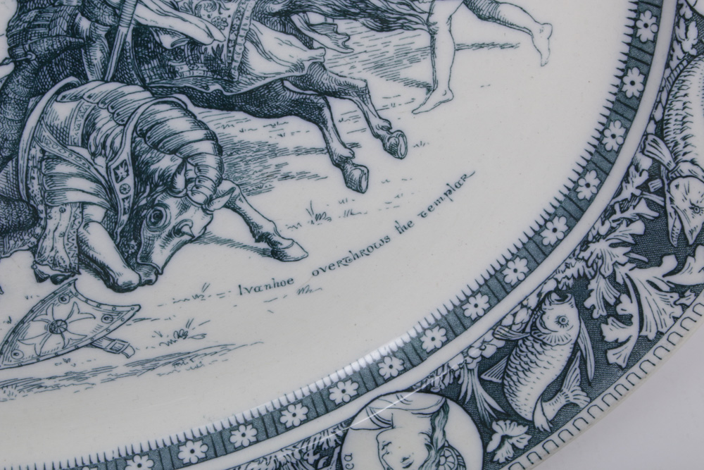 Wedgwood "Ivanhoe" Blue Transferware Serveware, Early 20th Century