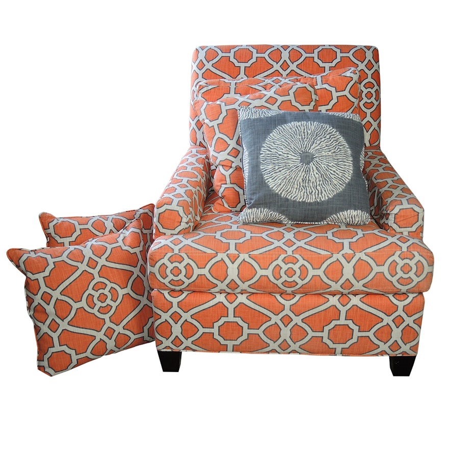 CR Laine Upholstered Armchair with Accent Pillows