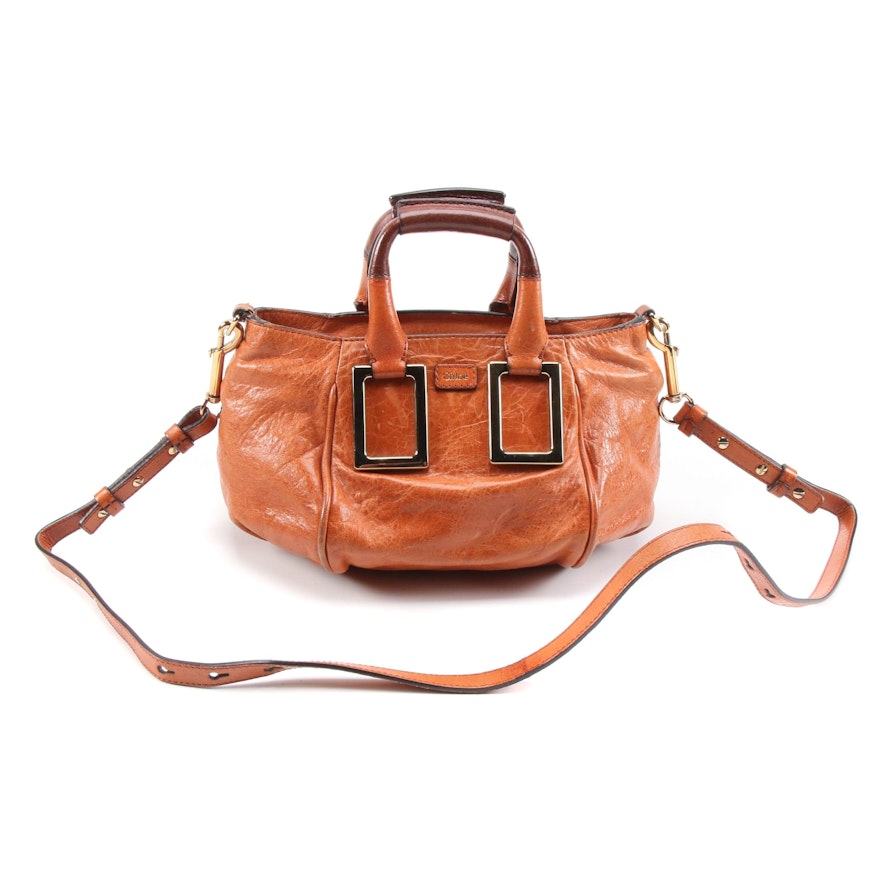 Chloé Small Ethel Convertible Satchel in Cognac Glazed Leather