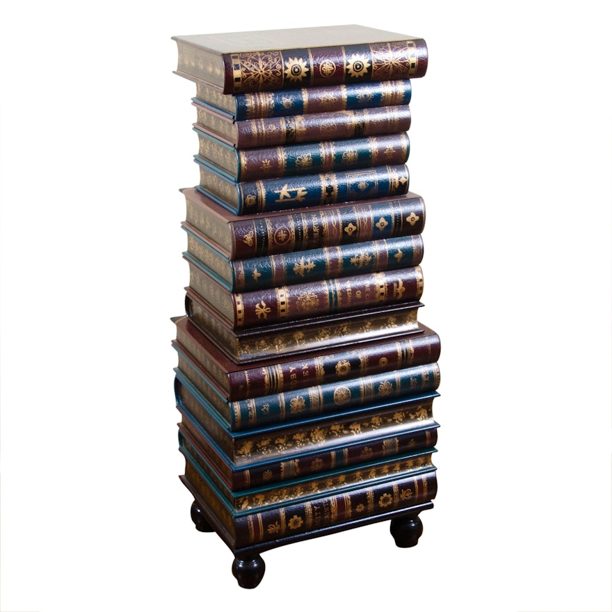 Six-Drawer Storage Chest Made of Faux Stacked Books