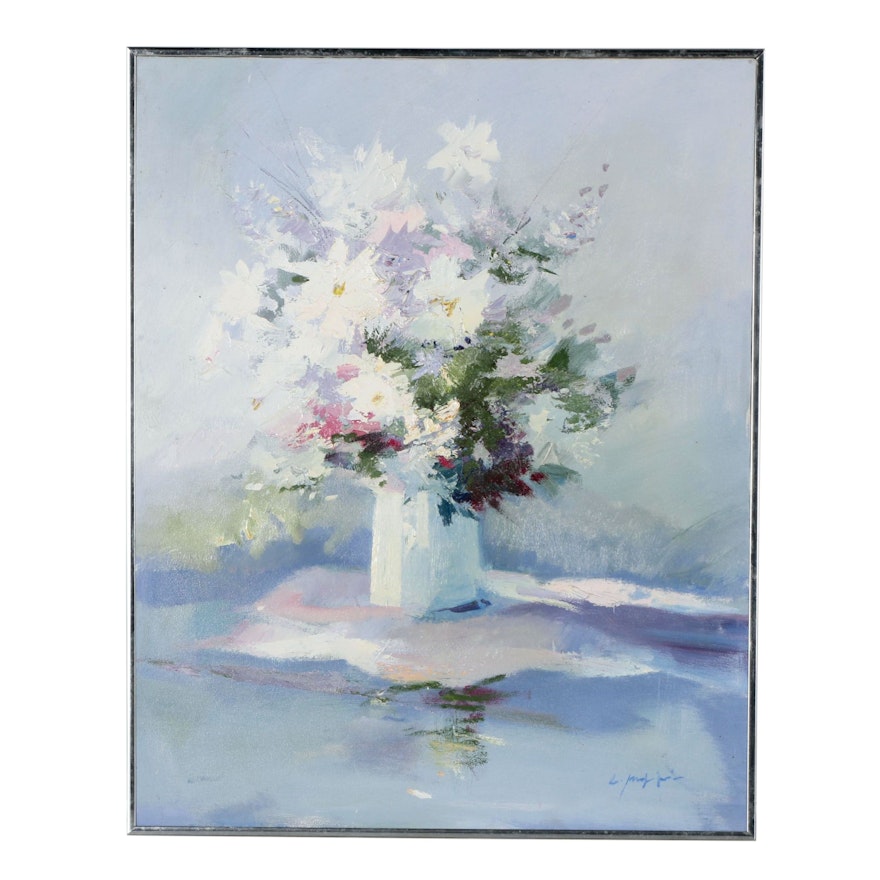 Floral Oil Painting, Late 20th Century