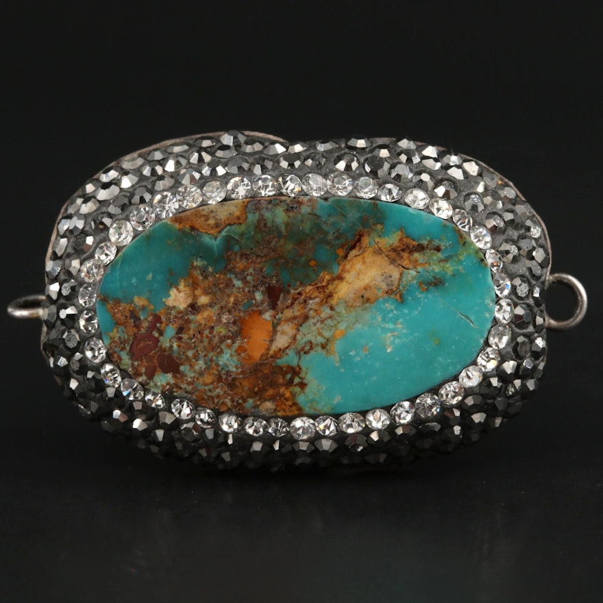 Sterling Silver Turquoise and Cubic Zirconia Pendant